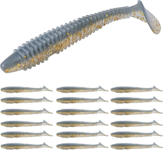 RUNCL Swimbaits Paddle 10/20/30/40PCS, 5/4/3/2 Inchs Paddle Tail, Soft Lure for Trout Crappie Bass, Durable Plastic Bait Swimmer for Saltwater/Freshwater, Fishing Lover's Gift