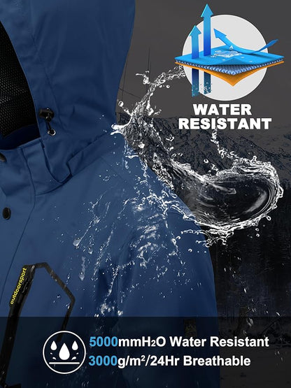 MAGCOMSEN Men's Lightweight Windbreaker Rain Jacket Raincoat with Detachable Hood for Hiking Fishing Activewear