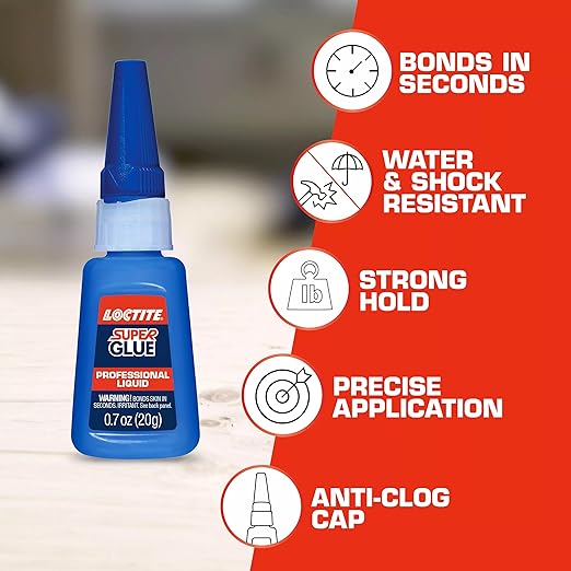 Loctite Super Glue Professional Liquid, Clear, 0.7 fl oz Bottle, 3 Pack - Superglue for Plastic, Wood, Metal, Crafts & Repair, Cyanoacrylate Adhesive Instant Glue, Quick Dry