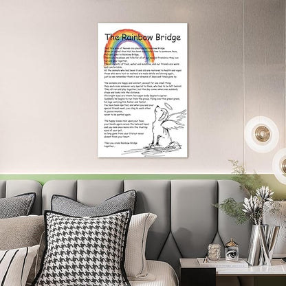 Rainbow Bridge Poem Canvas Wall Art As Bereavement Gifts for Loss of Pet Poster Decor Modern Inspirational Quotes Pictures Poetry Prints Framed 8 * 12 Inch