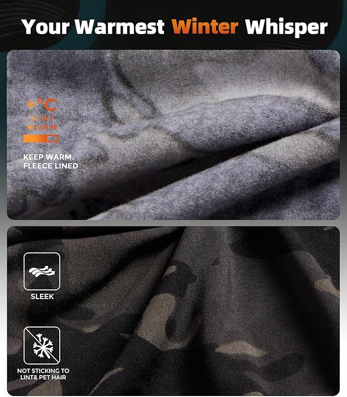 CL convallaria Mens Thermal Underwear Set with Fly Long Johns Base Layer Winter Hunting Gear Sport Top and Bottom