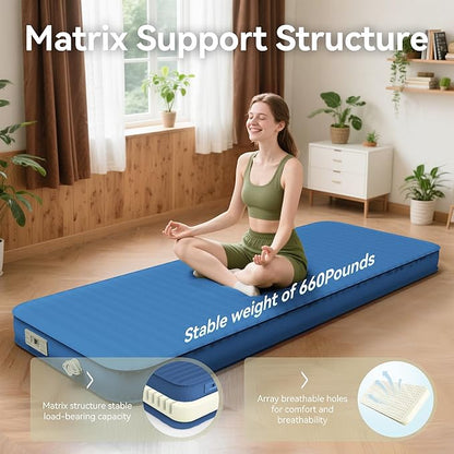 Sleeping Pad for Camping, Self Inflating 4" Ultra-Thick Memory Foam Camping Mat with Built-in Electric Pump, 9.5 R-Value Insulated Air Mattress Sleeping Pads for Car Travel Tent Cot