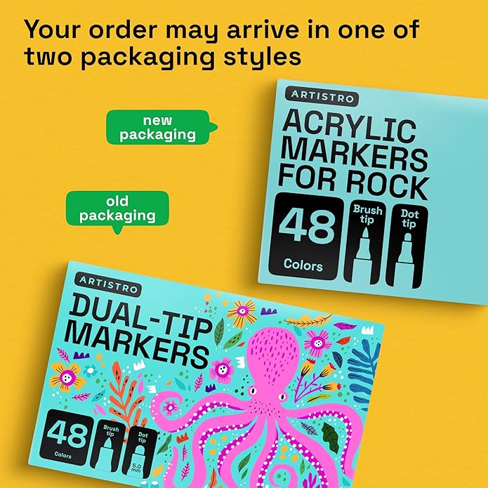 ARTISTRO Rock Acrylic Paint Markers - Rock Painting Kit for Arts & Crafts - Dual Tip Acrylic Paint Pens