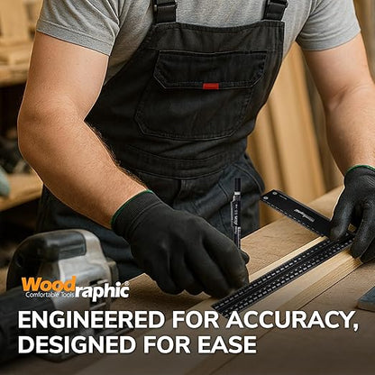 Precision Square Set – 4 Inch + 12 Inch Aluminum Layout & Marking Tools | 90° Right Angle Triangle Rulers for Woodworking | CNC Machined Framing & Measuring Squares