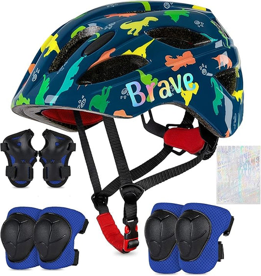 Kids Helmet 3-8 Adjustable Toddler Helmets with Kids Knee Pads and Elbow Pads Set for Cycling, Scooters, Skateboarding, Skating