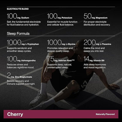 Cadence Sachets Recover Cherry - Carton (5g x 30) Science-Backed Overnight Hydration & Sleep Blend | Zero Caffeine | Vegan, Keto & Paleo Friendly | Sodium, Potassium & Magnesium for Recovery