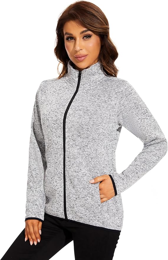 COZZYON Women Fleece Zip Up Jacket Light Sweater Jacket