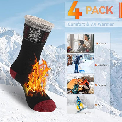 Sunew Warm Thermal Socks 4 Pack, Mens Womens Winter Heated Outdoor Skiing Thermal Socks