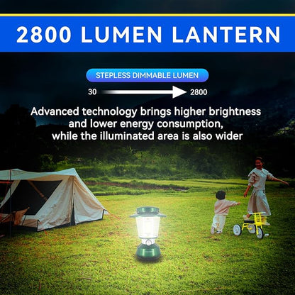 Durapower Rechargeable Camping Lantern,2800 Lumen Super Bright LED Camping Lantern, 5400 mAh Power Bank, IP44 Waterproof, 20 Hours, Portable Lantern for Hurricane, Power Outages