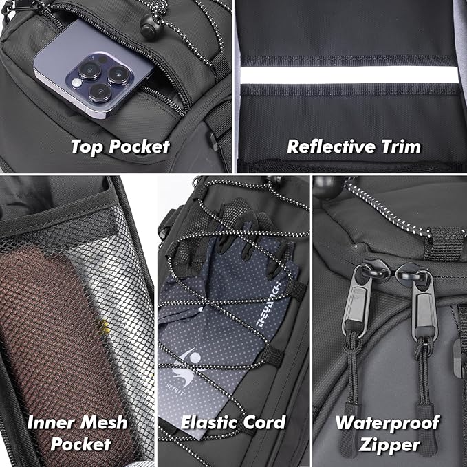 Rear Bike Rack Bag, 13L PVC Water Resistant Bicycle Bag for Road and Mountain Bikes, Commuter Bag for Grocery Shopping and Cycling, Black