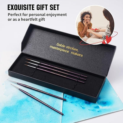 Kolinsky Sable Brushes Miniature 5PCS Professional Fine Detail Micro Artist Paint Brush Set for Watercolor, Acrylic, Oil, Model, Paint by Numbers