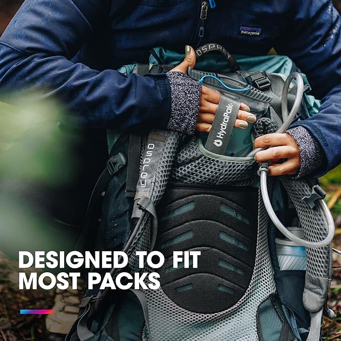 HydraPak Water Reservoir (1.5L, 2L, 3L) - Hydration Bladder Fits Most Backpacks – High-Flow Bite Valve, Leak Proof, Fully Reversible, and Dishwasher Safe