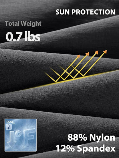 Mens Hiking Pants Lightweight Cargo Work Tactical Nylon Stretch Waterproof Quick Dry Fishing Travel Outdoor 6 Pockets