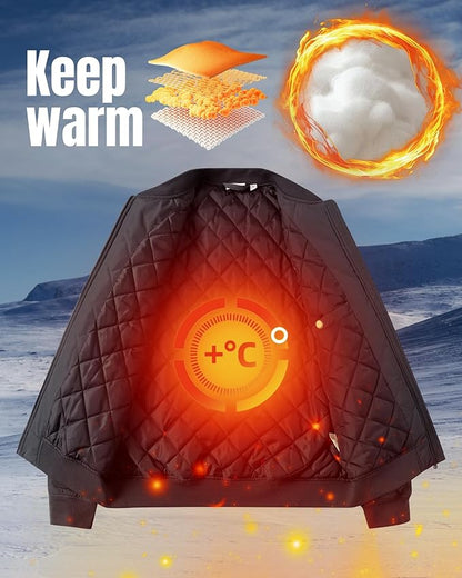 33,000ft Men's Bomber Jacket Waterproof Zip Up Windbreaker Quilted Padded Lightweight Warm Casual Spring Fall Winter Coat