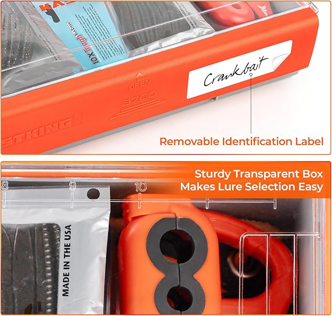 KastKing HyperSeal Waterproof Tackle Box, 3700 Deep Tackle Trays, Fishing Tackle Box Organizer With Exterior Stickers, Fishing Gear & Fishing Accessories Storage