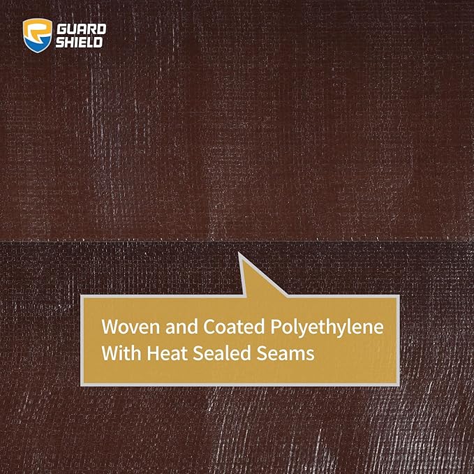 GUARD SHIELD Brown Tarp 10x12 Feet Large Plastic Tarps Heavy Duty Waterproof Outdoor Tarpaulin Cover 12mil