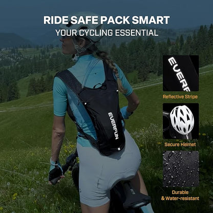EVERFUN Hydration Backpack Running Vest Small Hiking Water Backpack with 1.5L Water Bladder for Women Men, Lightweight Reflective Dayhike Hydro Pack for Trail Running, Biking, Race, Marathons