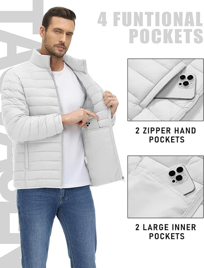 TACVASEN Men's Lightweight Puffer Jacket Winter Quilted Puffy Jackets Warm Water-Resistant Windproof Insulated Coats