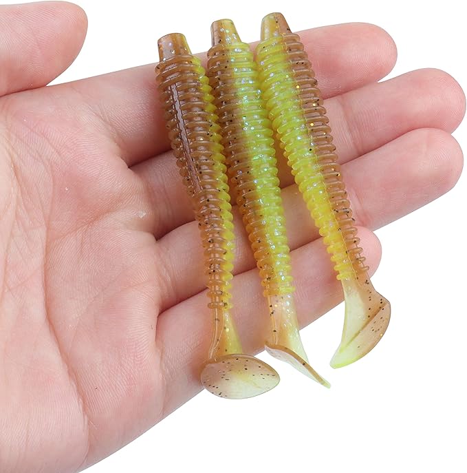 RUNCL Swimbaits Paddle 10/20/30/40PCS, 5/4/3/2 Inchs Paddle Tail, Soft Lure for Trout Crappie Bass, Durable Plastic Bait Swimmer for Saltwater/Freshwater, Fishing Lover's Gift