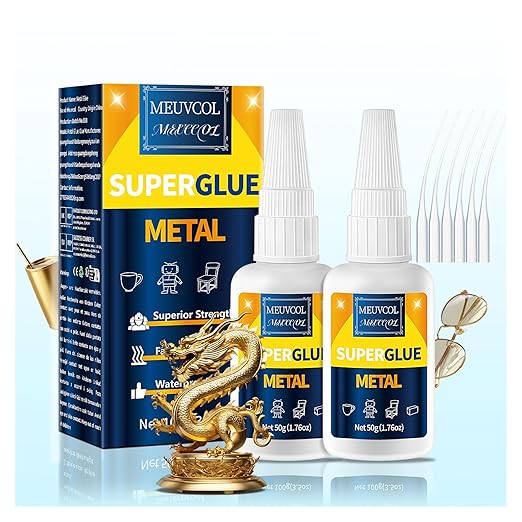 Metal Glue 100g - Heavy Duty Super Glue for Metal, Aluminum, Stainless Steel, Craft - Strongest Metallic Adhesive Weld, Fast-Bonding & Clear, Liquid Bonding Adhesive for Plastic, Wood,Rubber