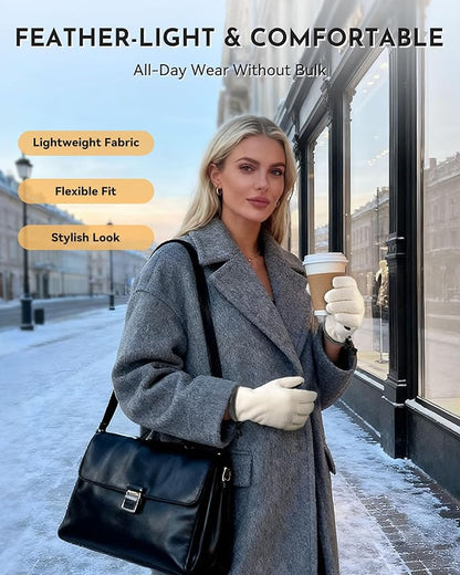 Winter Warm Gloves for Women - Fashion Style Windproof Cuffs Soft fleece - Touchscreen Thermal Flexible Gloves