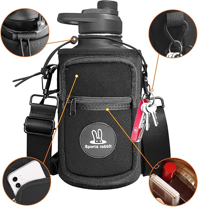 Sports rabbit Universal Water Bottle Holder – Durable Oxford & Neoprene Hybrid Design Compatible with Stanley 30/40oz Handled & 64/87oz Straight Tumblers, Adjustable Strap for Gym, Travel, Outdoors