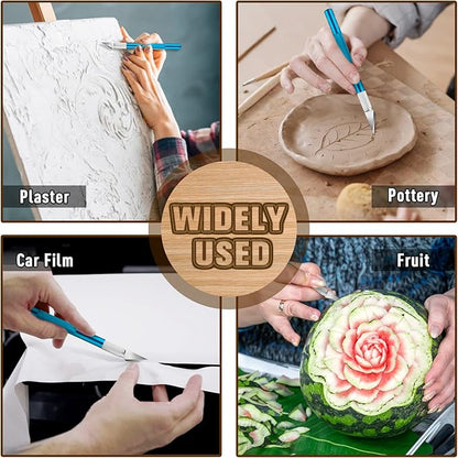 DIYSELF 2 Pack Exacto Knife for Crafts, Precision Knife Exacto Blades, Hobby Knife for Models, Craft Knife for Scrapbooking, Carving Knife for Stencil, Art, 20 Extra Blades(Blue)