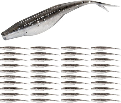 Forked Tail Soft Baits- Realistic Jerk Bait & Fluke Action Soft Lures for Bass, Trout & Crappie - Versatile Freshwater & Saltwater Fishing Bait (2.75"-5")