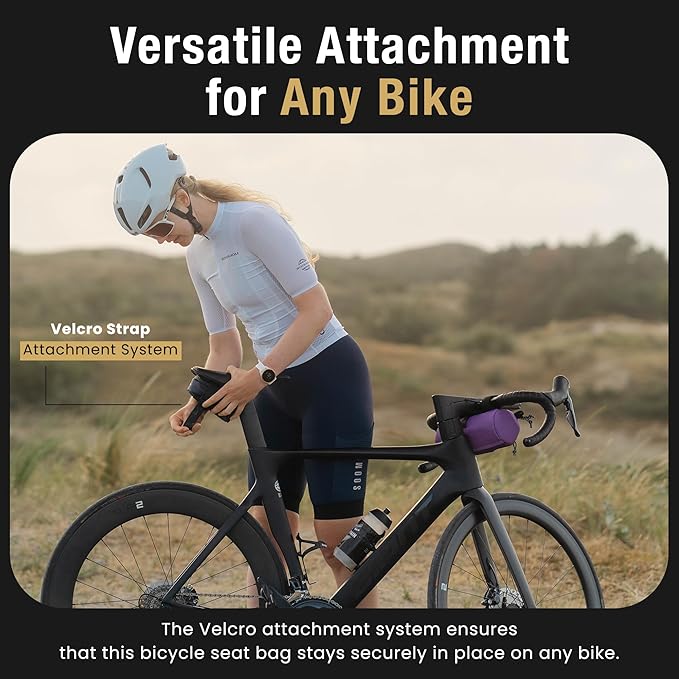 Lumiere & Co. Bike Saddle Bag – Ultra Small (0.2L) & Medium (0.5L) Options | Sleek Minimalist Design, Secure Hook & Loop Strap