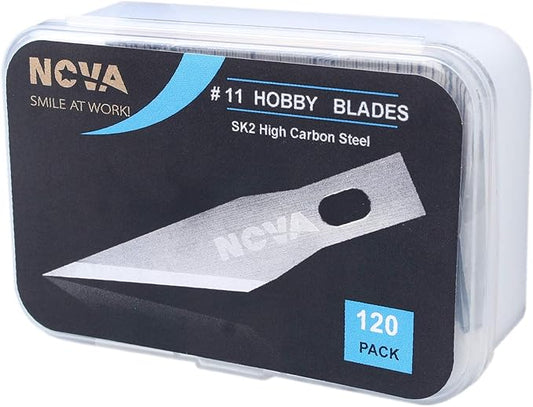 120 pack #11 Hobby Blade Refill, Exact-To Knife Steel Replacement Blades with storage box for Crafts, Hobbies, Scrap booking, Stencil, Precision Art, Architecture Modeling