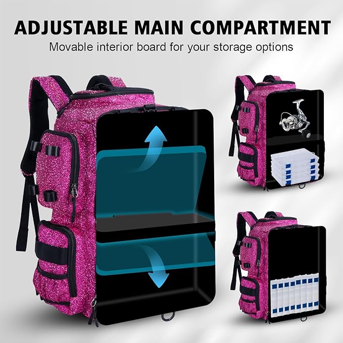 Goture Fishing Backpack,900D Water-Resistant Tackle Backpack with Rod Holders,45L Large Fishing Bag Storage Gear Tackle Bag with Rain Cover,Bottle Holder for Travel Camping Hiking(Without Tackle Box)