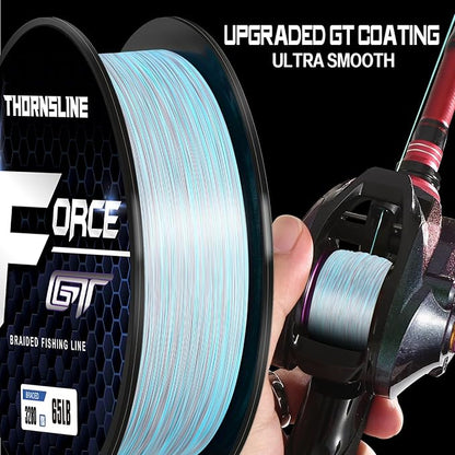 ThonrsLine Force Braided Fishing Line - Incredible Abrasion Resistant Braided Lines for Saltwater or Freshwater - Camo Design Braid for Extra Visibility