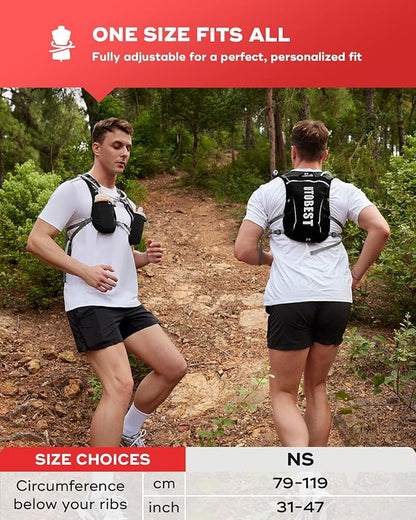 Running Vest, 5L Hydration Vest Lightweight, Breathable and Sweatproof Running Backpack, Adjustable Running Hydration Vest for Trail Running Marathon Race Jogging Cycling