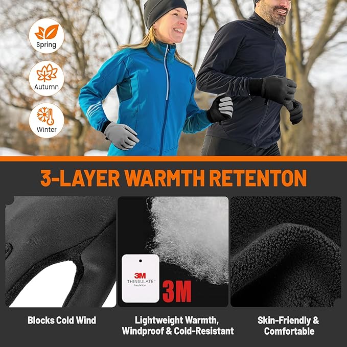 GXCROR Winter Gloves with Windproof & 3M Thermal Insulation, Touchscreen & Anti-Slip, Ideal for Running, Cycling, Hiking, Driving, and Outdoor Activities