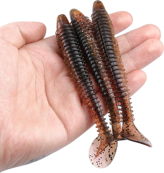 RUNCL Swimbaits Paddle 10/20/30/40PCS, 5/4/3/2 Inchs Paddle Tail, Soft Lure for Trout Crappie Bass, Durable Plastic Bait Swimmer for Saltwater/Freshwater, Fishing Lover's Gift