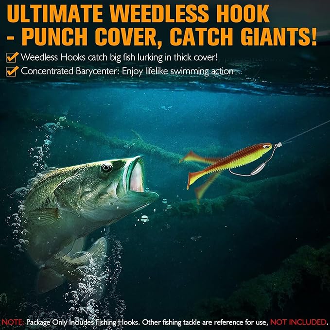 Dovesun 12PCS/25PCS Weighted Swimbait Hooks Weighted Fishing Hooks for Saltwater Freshwater EWG Worm Weedless Hooks for Bass Fishing 3/0 4/0 5/0