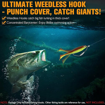 Dovesun 12PCS/25PCS Weighted Swimbait Hooks Weighted Fishing Hooks for Saltwater Freshwater EWG Worm Weedless Hooks for Bass Fishing 3/0 4/0 5/0