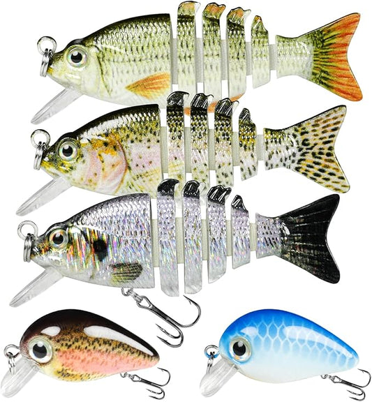 GOTOUR Fishing Lures for Freshwater or Saltwater, Easy to Use for Family Fishing Beginner and Pros, Most Lifelike Jointed Swimbait，Slow Sinking Bass Pike Panfish Walleye Lures, Fishing Gifts for Men
