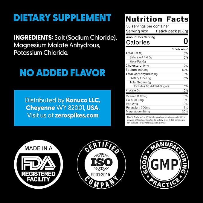 No Sugar Electrolytes Powder Packets | Keto & Fasting Salts Drink Mix | Supplements: The Key Hydration Nutrients Missing from Purified Water | Clean, Unflavored, Calorie Free | 30 Sticks
