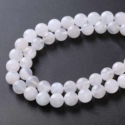120PCS 6MM Natural Stone White Moonstone Gemstone Semi Precious Beads for Jewelry Making DIY Bracelet
