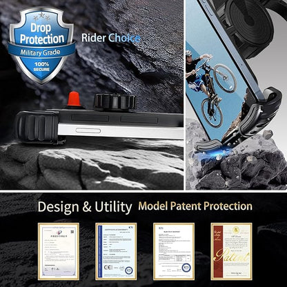 2 Packs Bike Motorcycle Phone Mount,[Ultra Metal] Bike Motorcycle Phone Holder with Security Lock, Bicycle Phone Mount with Soft Cushion & Adjustable Clip Compatible with 4.7''-6.8'' Phone