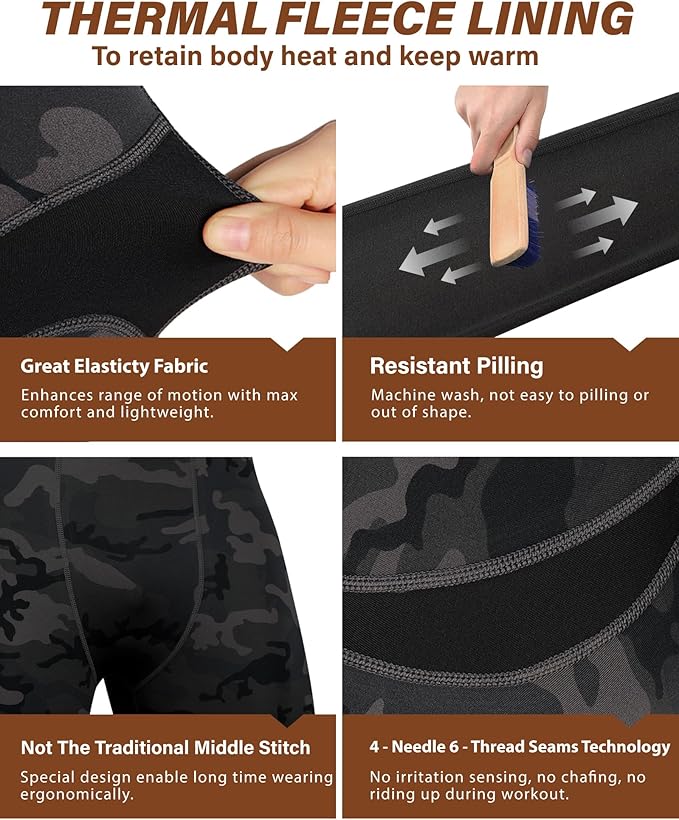 Muezna Men's Thermal Top and Bottom Set Underwear Long Johns Base Layer with Soft Fleece Lined