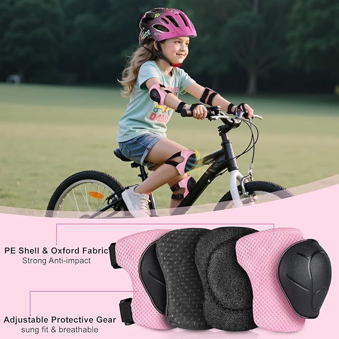 Kids Helmet 3-8 Adjustable Toddler Helmets with Kids Knee Pads and Elbow Pads Set for Cycling, Scooters, Skateboarding, Skating