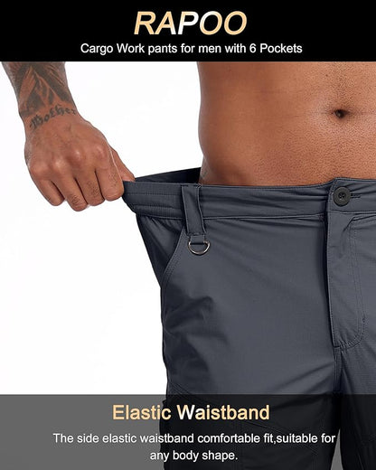 Rapoo Mens Hiking Pants Lightweight Water Resistant Breathable Nylon Cargo Pants with 6 Pockets