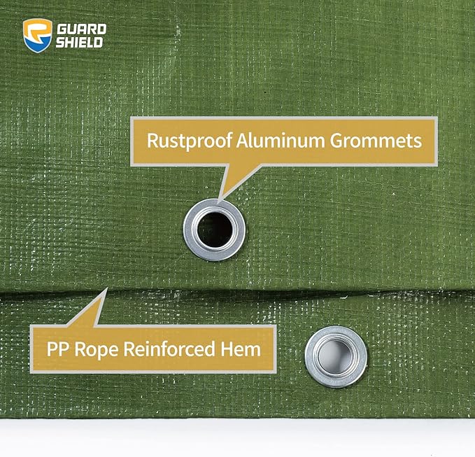 GUARD SHIELD Heavy Duty Tarp 10x12 Feet Green Multi Purpose Thick Waterproof Poly Tarp Cover 10mil