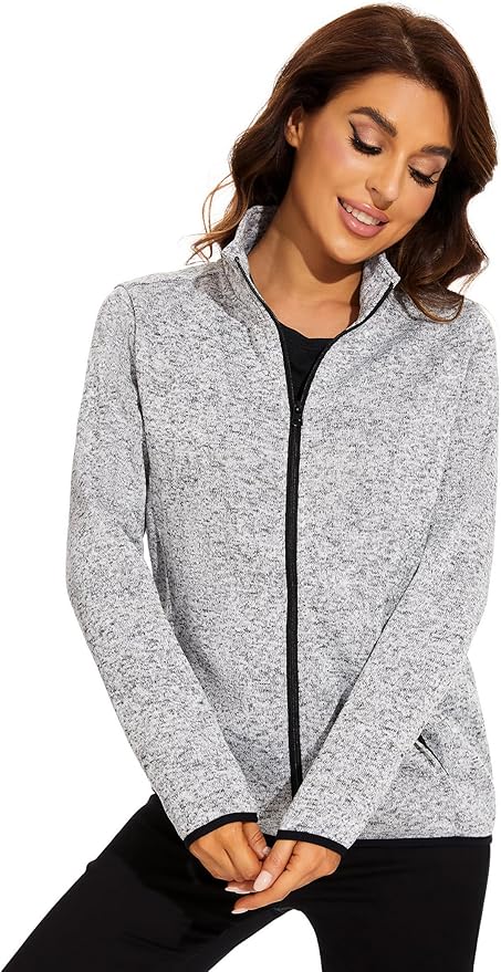 COZZYON Women Fleece Zip Up Jacket Light Sweater Jacket