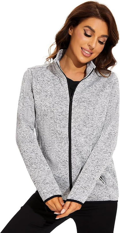 COZZYON Women Fleece Zip Up Jacket Light Sweater Jacket