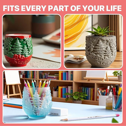 Christmas Tree Cup Silicone Molds - Reusable Epoxy Resin Molds for DIY Casting with Resin, Plaster, Concrete, Ideal for Making Small Item Storage, Candle Containers & Home Decor Crafts Molds