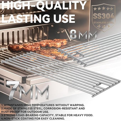 2025 4 Pack 8mm SS304 Stainless Steel BBQ Grill Grates Replacement Parts for Bull,Angus 47628, Brahma, Lonstar Select, Outlaw Steer Premium, Lonestar Select,7 Burner Premium,65073,L60000,75000,90000