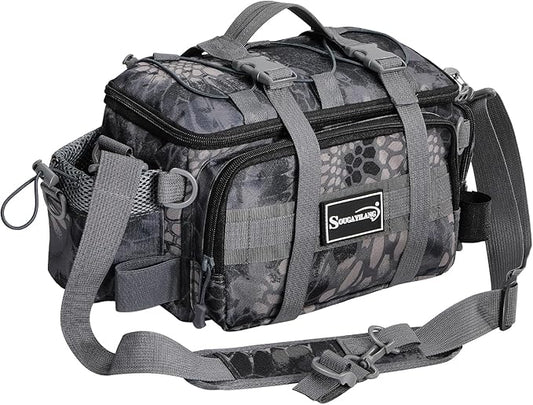 Sougayilang Fishing Tackle Bags - Fishing Tackle Storage Bags for Saltwater or Freshwater Fishing Gear - Padded Shoulder Strap - Tackle Box Bag Fishing Bag(Grey)